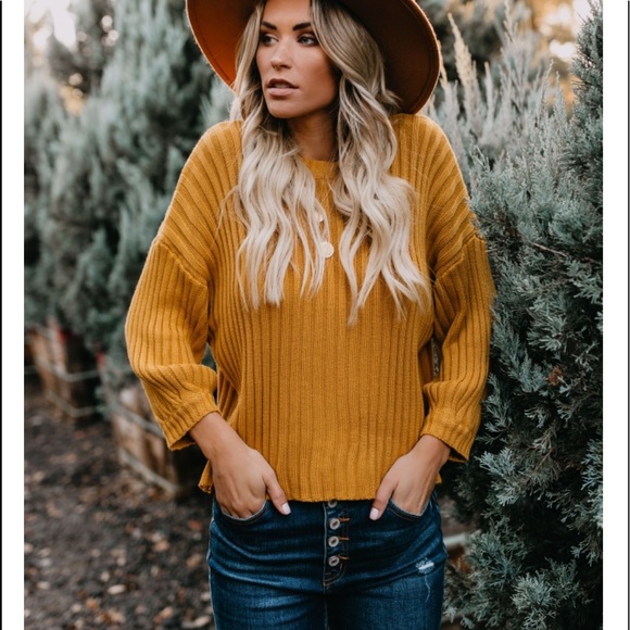 GENA Ribbed Knit Sweater | Mustard | - Picture 4 of 8